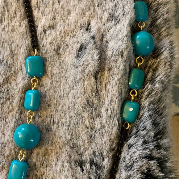 Jewelry - Turquoise colored plastic beads on black chain